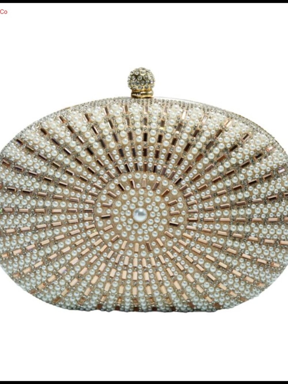 Pearl Rhinestone Evening Clutch Sparkly Handbag with Chain Strap